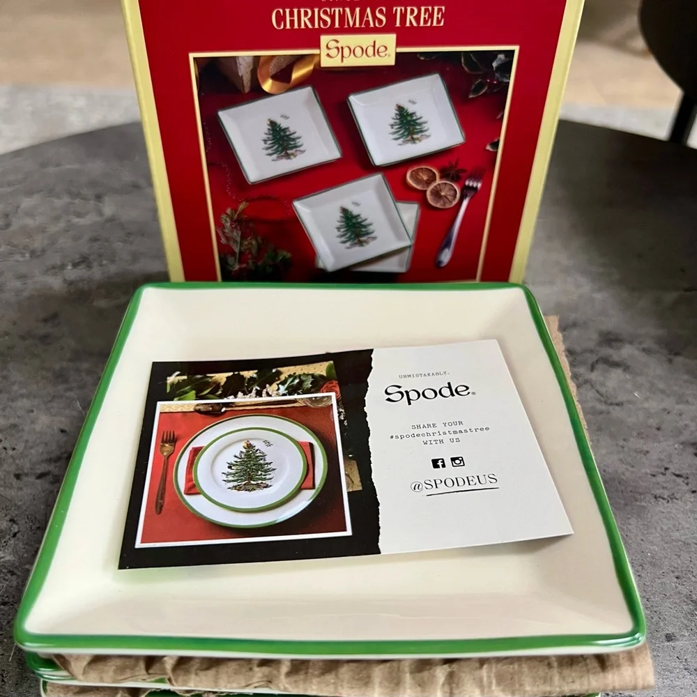 SPODE Christmas Tree Set of 4 Tidbit Plates - Picture 8 of 8